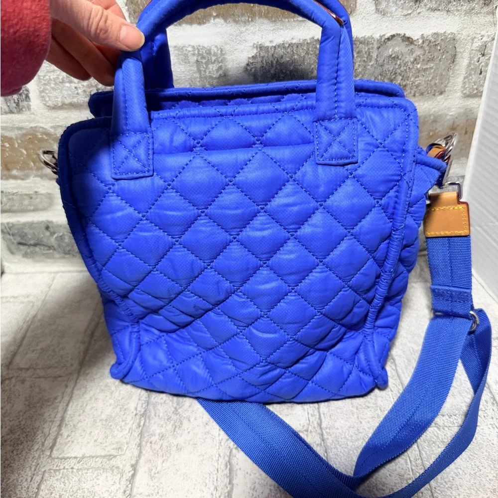 MZ WALLACE Mini Box Tote Crossbody Bag Blue Quilted RARE color - Picture 3 of 10